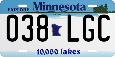MN license plate 038LGC