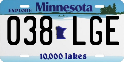 MN license plate 038LGE