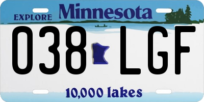 MN license plate 038LGF