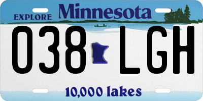 MN license plate 038LGH