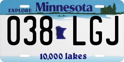 MN license plate 038LGJ