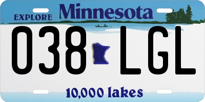 MN license plate 038LGL