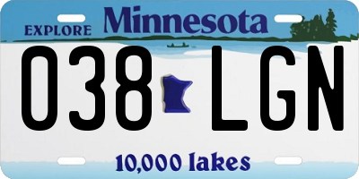 MN license plate 038LGN