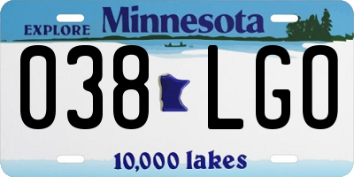 MN license plate 038LGO