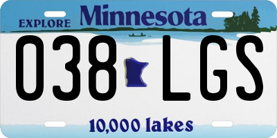 MN license plate 038LGS