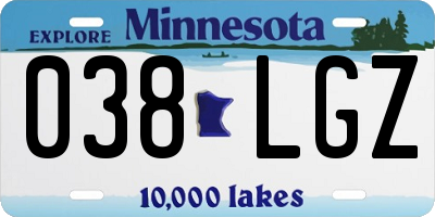 MN license plate 038LGZ