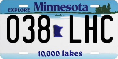 MN license plate 038LHC