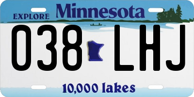 MN license plate 038LHJ