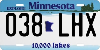 MN license plate 038LHX