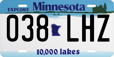 MN license plate 038LHZ