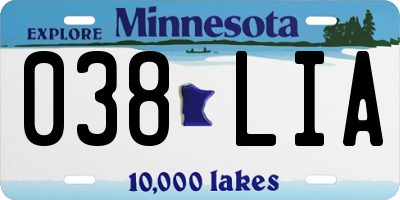MN license plate 038LIA