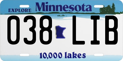 MN license plate 038LIB
