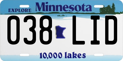 MN license plate 038LID