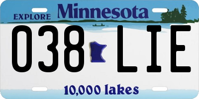 MN license plate 038LIE