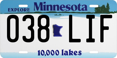 MN license plate 038LIF
