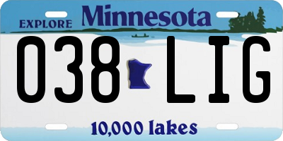 MN license plate 038LIG