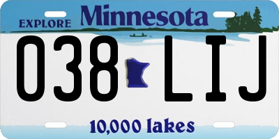 MN license plate 038LIJ