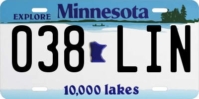 MN license plate 038LIN