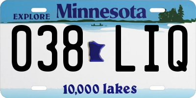 MN license plate 038LIQ