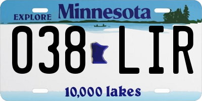 MN license plate 038LIR