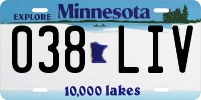 MN license plate 038LIV