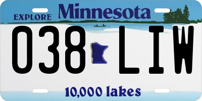 MN license plate 038LIW