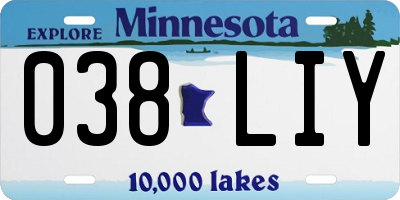 MN license plate 038LIY