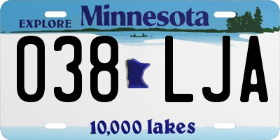 MN license plate 038LJA