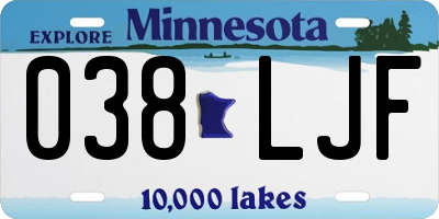 MN license plate 038LJF
