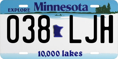 MN license plate 038LJH