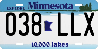 MN license plate 038LLX