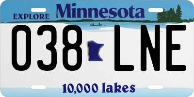 MN license plate 038LNE