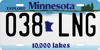 MN license plate 038LNG