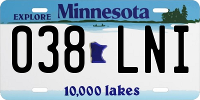 MN license plate 038LNI