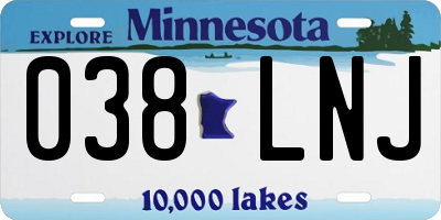 MN license plate 038LNJ