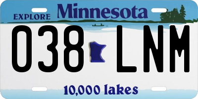 MN license plate 038LNM