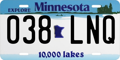 MN license plate 038LNQ