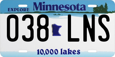 MN license plate 038LNS