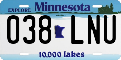 MN license plate 038LNU