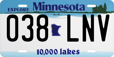 MN license plate 038LNV
