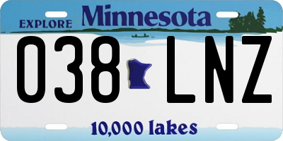 MN license plate 038LNZ