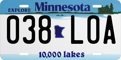 MN license plate 038LOA