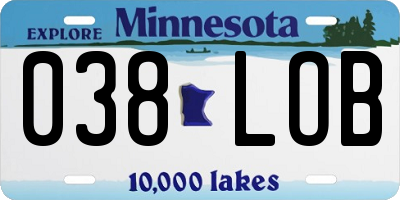 MN license plate 038LOB