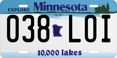 MN license plate 038LOI