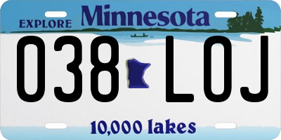 MN license plate 038LOJ