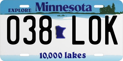 MN license plate 038LOK