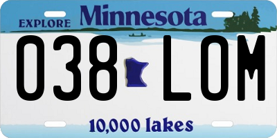 MN license plate 038LOM