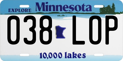 MN license plate 038LOP