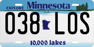 MN license plate 038LOS