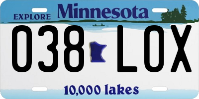 MN license plate 038LOX
